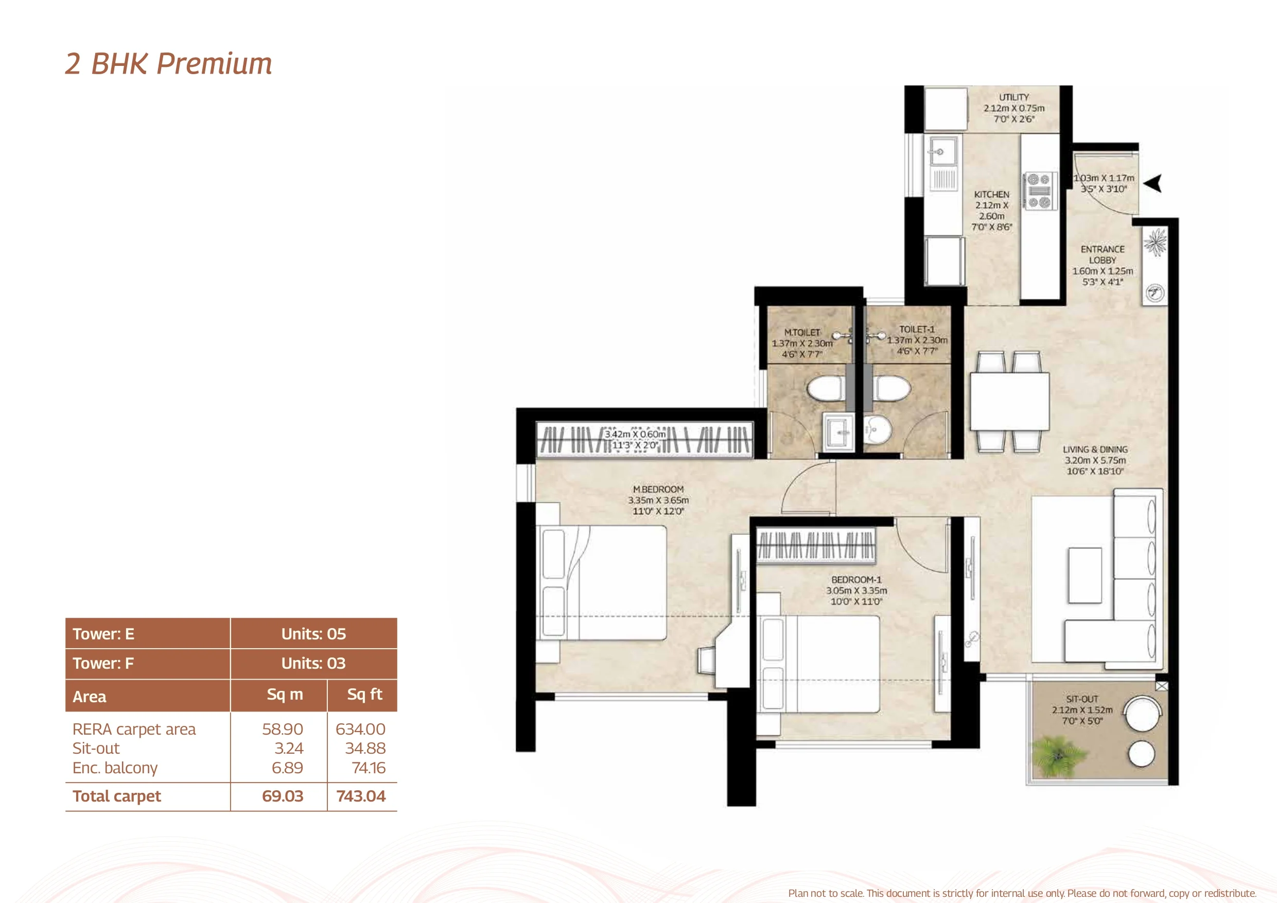 Sanctum 2 BHK Premium Floor Plan